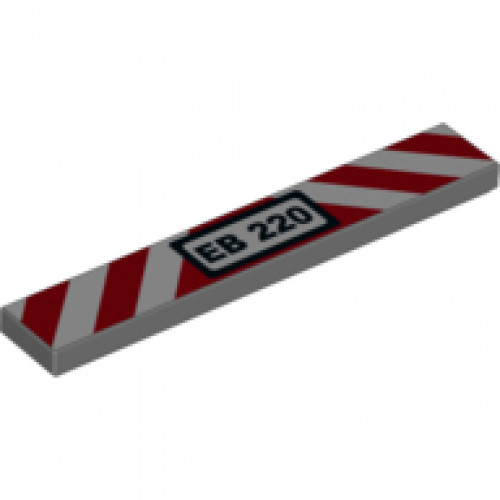 Tile 1 x 6 with 'EB 220' License Plate and Red and White Danger Stripes Pattern - Set 60220