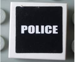 Tile 2 x 2 with White 'POLICE' on Black Background Pattern (Sticker) - Set 7236-1