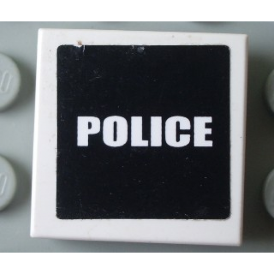 Tile 2 x 2 with White 'POLICE' on Black Background Pattern (Sticker) - Set 7236-1