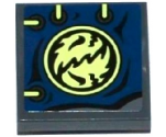 Tile, Modified 2 x 2 Inverted with Dark Blue Cloth with 4 Eyelets, Ninjago Emblem and Yellowish Green Laces Pattern (Sticker) - Set 70737