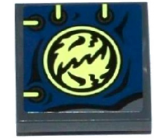 Tile, Modified 2 x 2 Inverted with Dark Blue Cloth with 4 Eyelets, Ninjago Emblem and Yellowish Green Laces Pattern (Sticker) - Set 70737