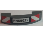 Slope, Curved 4 x 1 Double with 'PN60022' License Plate and Red and White Danger Stripes Pattern (Sticker) - Set 60022