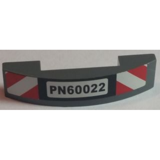 Slope, Curved 4 x 1 Double with 'PN60022' License Plate and Red and White Danger Stripes Pattern (Sticker) - Set 60022