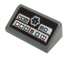 Slope 30 1 x 2 x 2/3 with Saw Blade and White and Blue Square Buttons Pattern (Sticker) - Set 70724