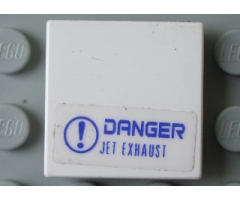 Tile 2 x 2 with 'DANGER JET EXHAUST' Pattern (Sticker) - Set 7700