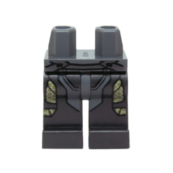 Hips and Pearl Dark Gray Legs with Dark Bluish Gray Armor and Yellow Honeycomb Pattern