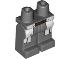 Hips and Legs with White Lab Coat Open with 2 Buttons and Brown Belt Pattern