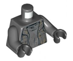 Torso SW Vest with Dark Tan Camouflage over Shirt with Silver Dots Pattern / Dark Bluish Gray Arms / Black Hands