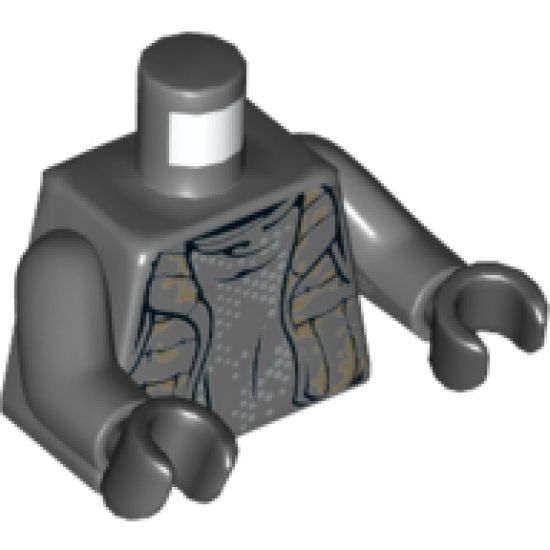 Torso SW Vest with Dark Tan Camouflage over Shirt with Silver Dots Pattern / Dark Bluish Gray Arms / Black Hands