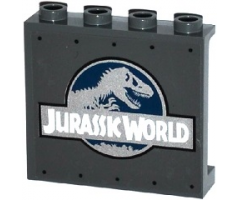 Panel 1 x 4 x 3 with Side Supports - Hollow Studs with Jurassic World Logo Pattern (Sticker) - Set 75919