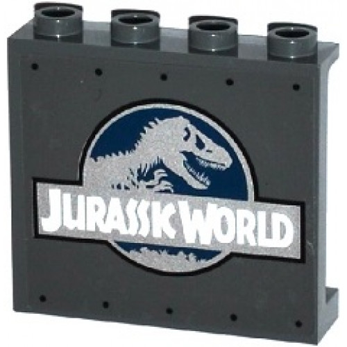 Panel 1 x 4 x 3 with Side Supports - Hollow Studs with Jurassic World Logo Pattern (Sticker) - Set 75919