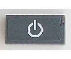 Tile 1 x 2 with White Power Button on Dark Bluish Gray Background Pattern (Sticker) - Set 60098