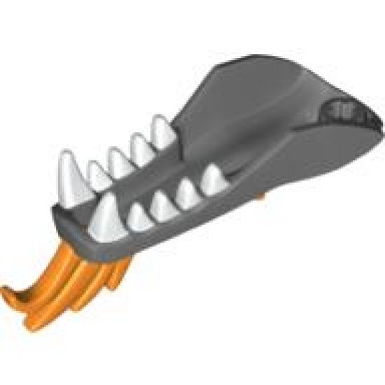 Animal, Body Part Dragon Head (Ninjago) Lower Jaw with White Teeth and Orange Spines Pattern