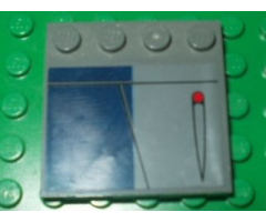 Tile, Modified 4 x 4 with Studs on Edge with Arrow and Red Dot on Dark Blue and Dark Bluish Gray Background Pattern Model Right (Sticker) - Set 8016