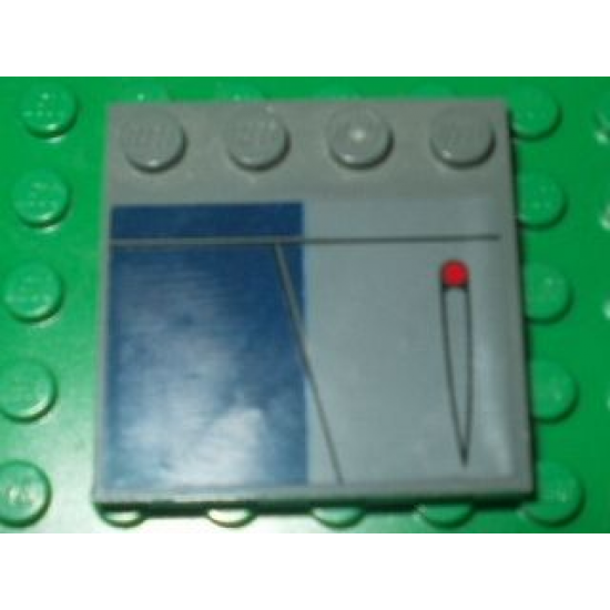 Tile, Modified 4 x 4 with Studs on Edge with Arrow and Red Dot on Dark Blue and Dark Bluish Gray Background Pattern Model Right (Sticker) - Set 8016