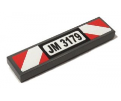 Tile 1 x 4 with Black 'JM 3179' and Red and White Danger Stripes Pattern (Sticker) - Set 3179