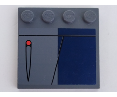 Tile, Modified 4 x 4 with Studs on Edge with Arrow and Red Dot on Dark Blue and Dark Bluish Gray Pattern Model Left (Sticker) - Set 8016