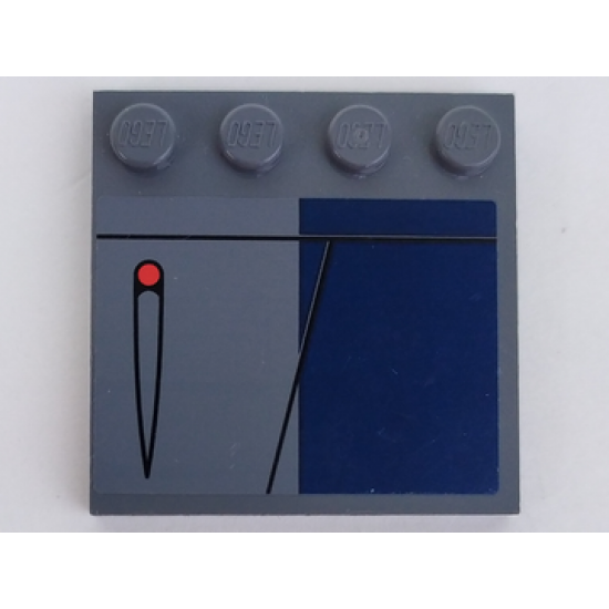 Tile, Modified 4 x 4 with Studs on Edge with Arrow and Red Dot on Dark Blue and Dark Bluish Gray Pattern Model Left (Sticker) - Set 8016