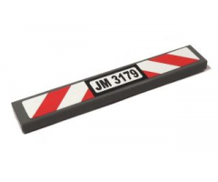 Tile 1 x 6 with Black 'JM 3179' and Red and White Danger Stripes Pattern (Sticker) - Set 3179