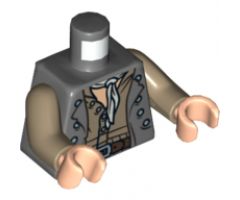 Torso PotC Vest over Dark Tan Shirt and Light Bluish Gray Scarf Pattern / Dark Tan Arms / Light Nougat Hands