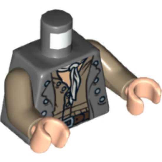 Torso PotC Vest over Dark Tan Shirt and Light Bluish Gray Scarf Pattern / Dark Tan Arms / Light Nougat Hands