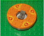 Turntable 6 x 6 x 1 1/3 Round Base with Orange Top and Red Phoenixes on Yellow Flames Pattern (Ninjago Spinner)