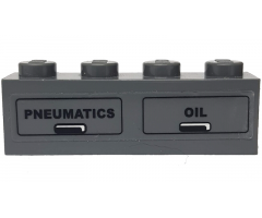 Brick 1 x 4 with Black 'PNEUMATICS' and 'OIL' Pattern (Sticker) - Set 7938