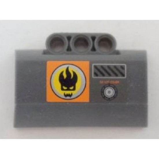 Technic, Panel Engine Block Half / Side Intake with Agents Dr. Inferno Logo and 'DO NOT COVER' Pattern Model Left Side (Sticker) - Set 8634