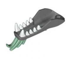 Animal, Body Part Dragon Head (Ninjago) Lower Jaw with White Teeth and Sand Green Spines Pattern