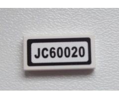 Tile 1 x 2 with 'JC60020' Pattern (Sticker) - Set 60020