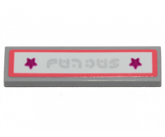 Tile 1 x 4 with Alien Characters License Plate, Magenta Stars and Coral Outline Pattern (Sticker) - Set 70828