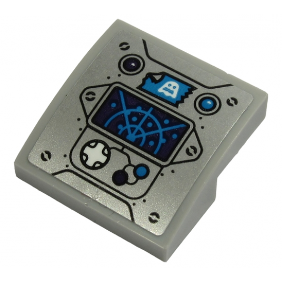 Slope, Curved 2 x 2 with Control Panel with Radar Screen, White Ghost on Patch, White Joystick, Buttons and Lights Pattern (Sticker)