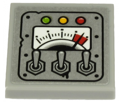 Tile, Modified 2 x 2 Inverted with Gauge, 3 Levers and Green, Yellow and Red Lights on Metal Plate Pattern (Sticker) - Set 70432