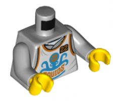 Torso White Tank Top with Orange Number 22 on Front and Back, 'SQUIDS' and Dark Azure Squid Pattern / Light Bluish Gray Arms / Yellow Hands