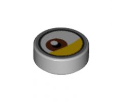 Tile, Round 1 x 1 with Lateral Reddish Brown Eye and Yellow Eyelid Pattern