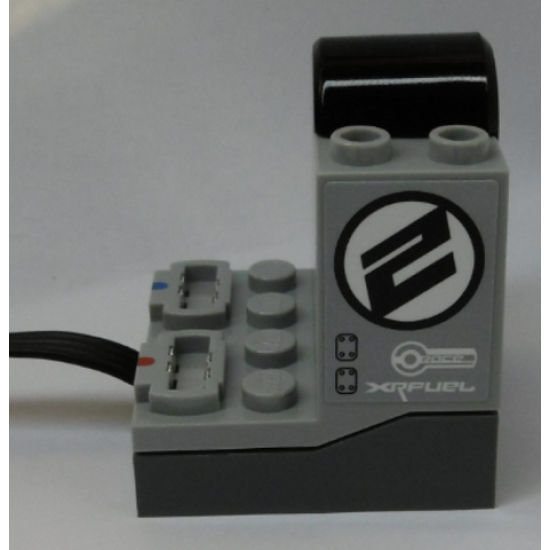 Electric Power Functions Receiver Unit with Dark Bluish Gray Bottom with Number 2, 'RACE' and 'XRFUEL' Pattern on Both Sides (Stickers) - Set 42095