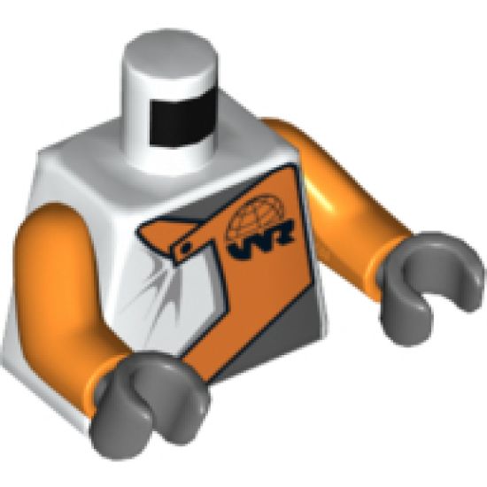 Torso World Racers - WR Logo on Orange Inset Front and Back Pattern / Orange Arms / Dark Bluish Gray Hands