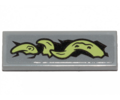 Tile 1 x 3 with Yellowish Green Tentacle Pattern Model Right Side (Sticker) - Set 70433