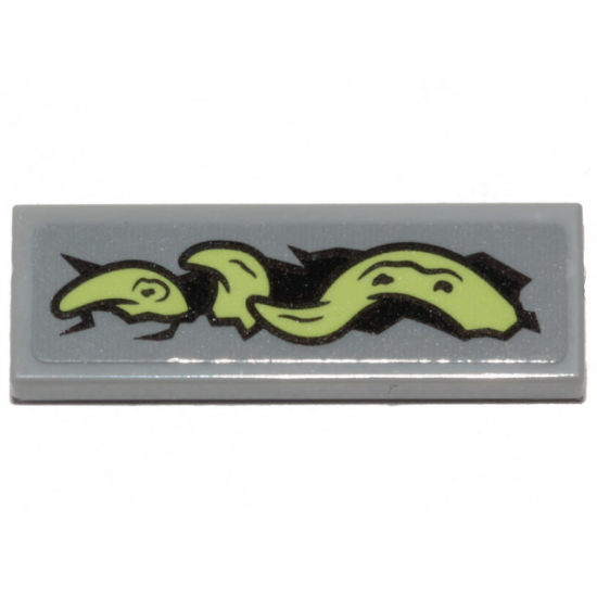 Tile 1 x 3 with Yellowish Green Tentacle Pattern Model Right Side (Sticker) - Set 70433