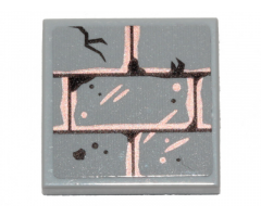 Tile 2 x 2 with Bricks, Cracks and  Copper Concrete Pattern (Sticker) - Set 70433