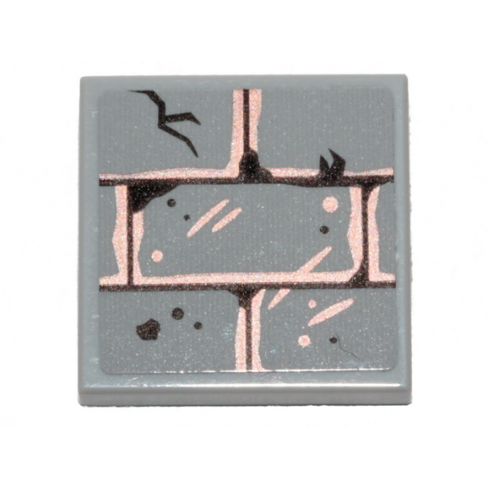 Tile 2 x 2 with Bricks, Cracks and  Copper Concrete Pattern (Sticker) - Set 70433