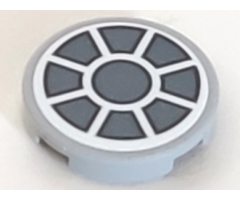 Tile, Round 2 x 2 with Bottom Stud Holder with Dark Bluish Gray Fan on White Background Pattern (Sticker) - Set 75212