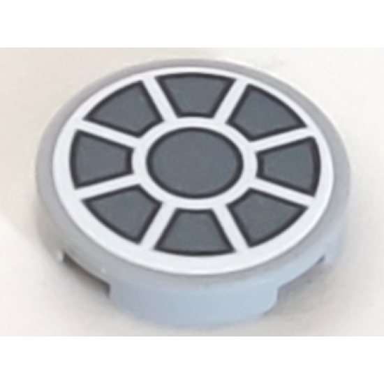Tile, Round 2 x 2 with Bottom Stud Holder with Dark Bluish Gray Fan on White Background Pattern (Sticker) - Set 75212