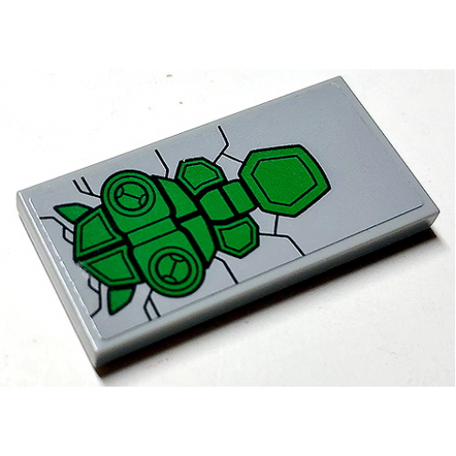 Tile 2 x 4 with Green Seat on Light Bluish Gray Background Pattern (Sticker) - Set 76097