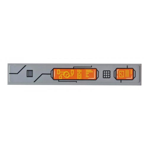 Tile 1 x 6 with Orange Control Panel, Black Vents and Lines Pattern (Sticker) - Set 76107