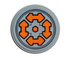 Tile, Round 2 x 2 with Bottom Stud Holder with 4 Orange Arrows Double and Hexagon Pattern (Sticker) - Set 76107