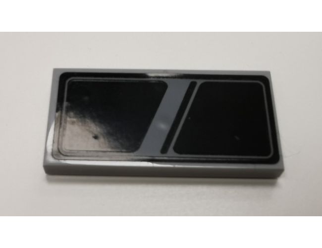 Tile 2 x 4 with Black Trapezoids, Stripe and Outline Pattern (Sticker) - Set 75103