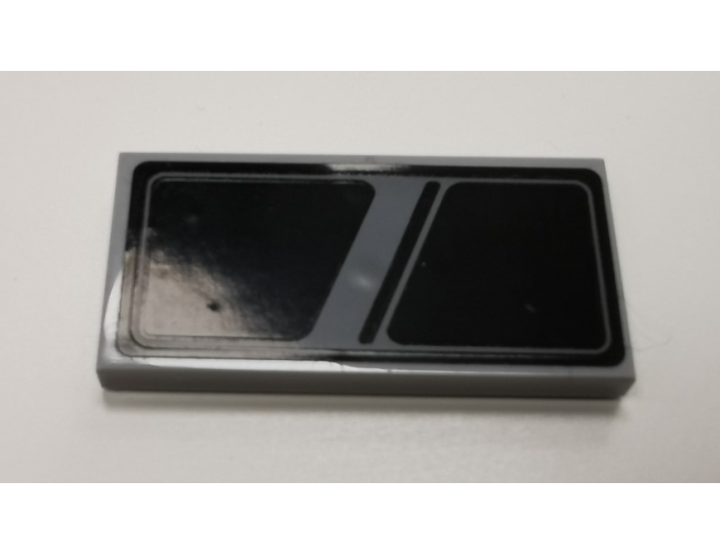 Tile 2 x 4 with Black Trapezoids, Stripe and Outline Pattern (Sticker) - Set 75103