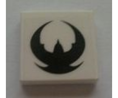 Tile 2 x 2 with Black Exo-Force Logo Pattern (Sticker) - Sets 7705 / 7709