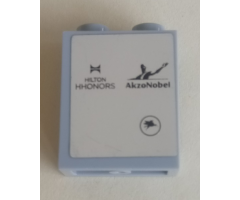 Panel 1 x 2 x 2 with Side Supports - Hollow Studs with AkzoNobel, Hilton HHonors and Pegasus Logos on Silver Mirrored Background Pattern Model Right Side (Sticker) - Set 75911